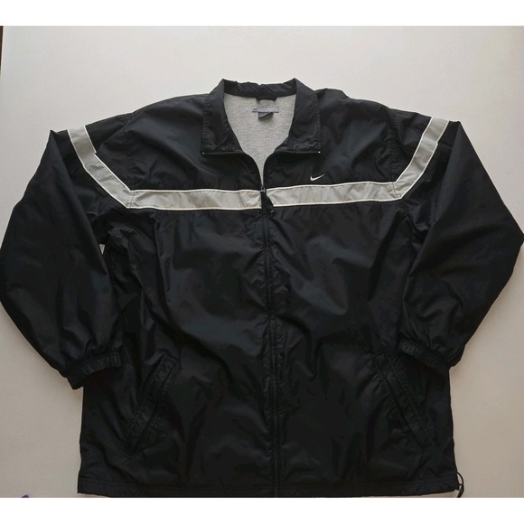 Nike Other - Vintage Nike Windbreaker Jacket XL Black White Stripe Full Zip Retro 90's Style